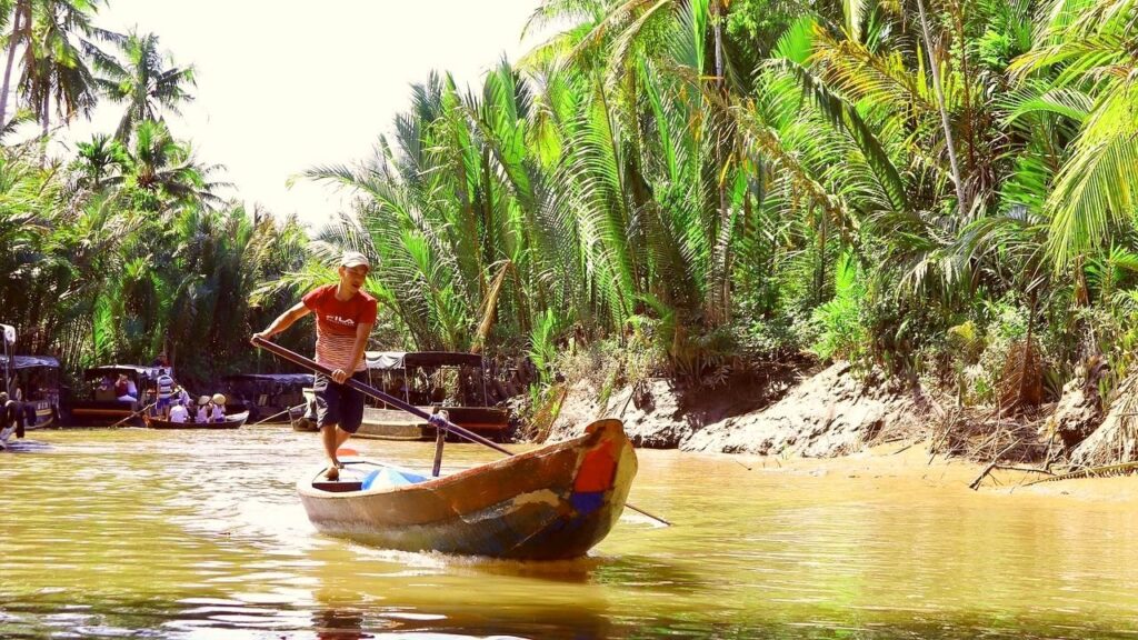 Sampan on the Saigon to Ben Tre Tour.