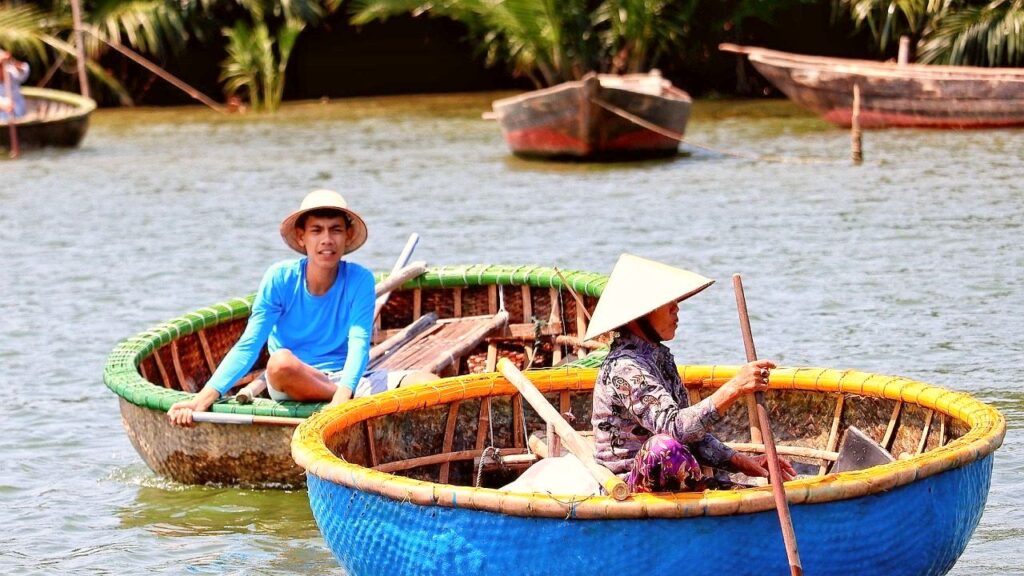 Basket boats on the Ben Tre Tour.