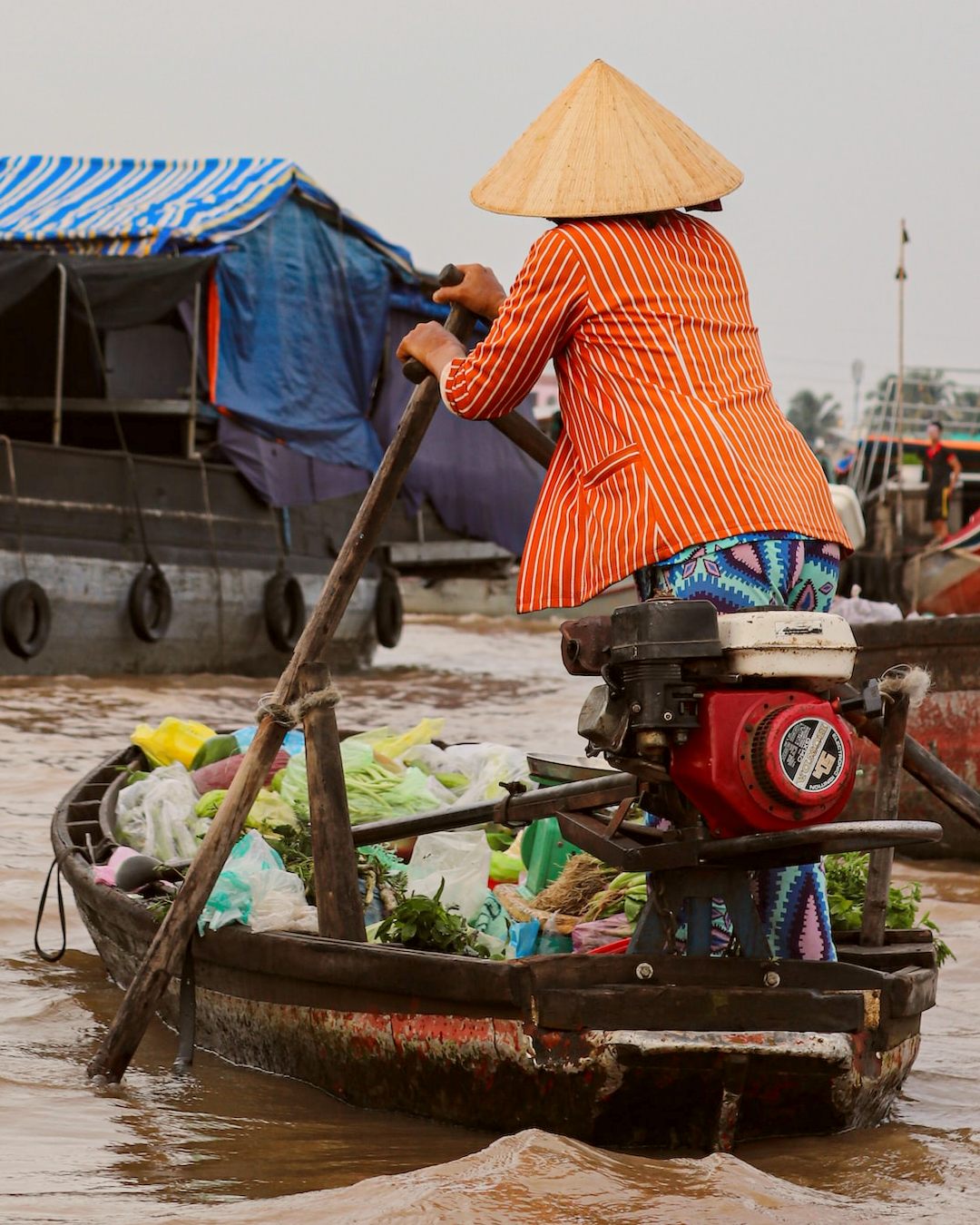 A Cai Rang Market seller, seen on a South Vietnam tour