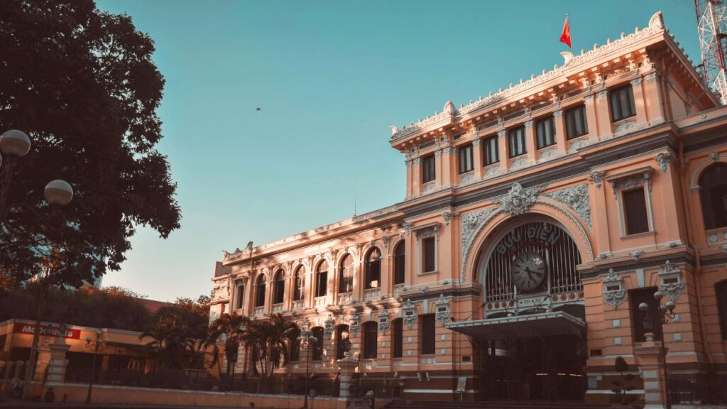 Saigon's Central Post Office exterior on our Saigon Tour.