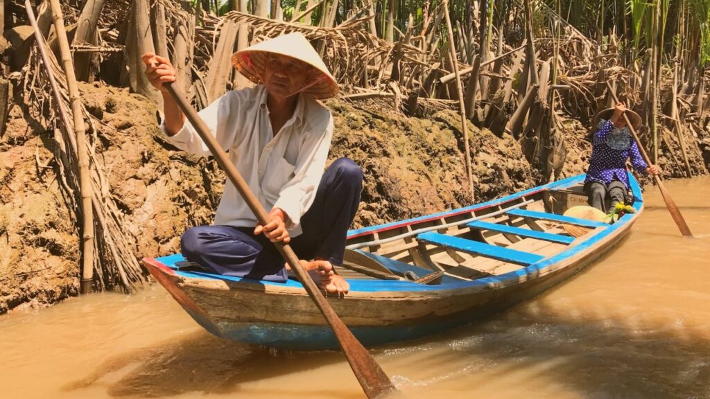 Sampan on the Mekong River.