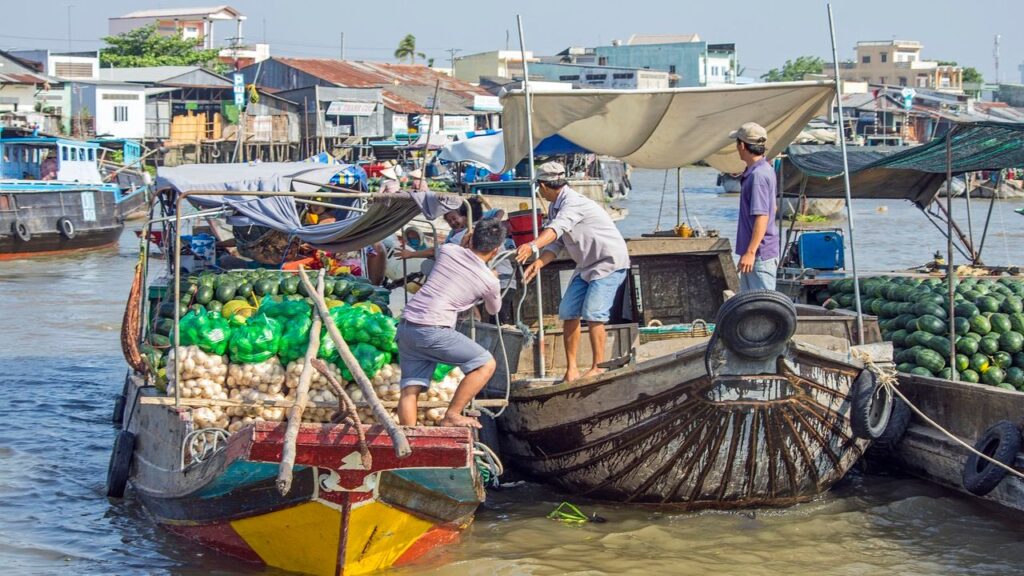 Boats at Cai Rang Market near Can Tho