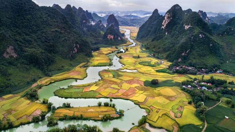 Farmland seen on a North Vietnam package tour