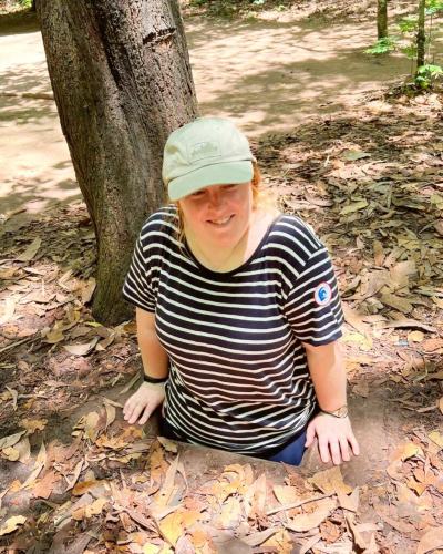 A tourist at Cu Chi Tunnels, Vietnam