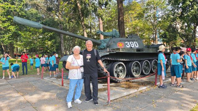 Tour guests at Saigon's war museum