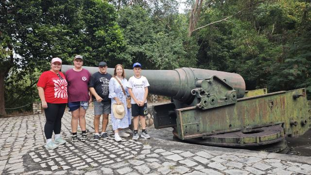 Tour guests by Vung Tau's artillery defences