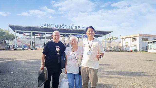 Tour guests meeting tour guide at Phu My Port